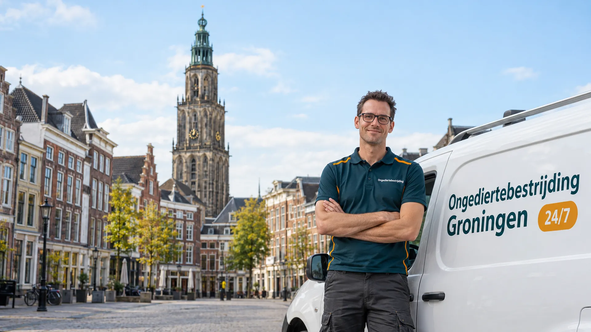 Ongediertebestrijding Groningen: bestrijder van Ongediertebestrijding Groningen bij de bedrijfsbus